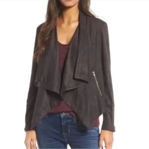 Cupcakes and Cashmere Faux Suede Brown Waterfall Moto Jacket
